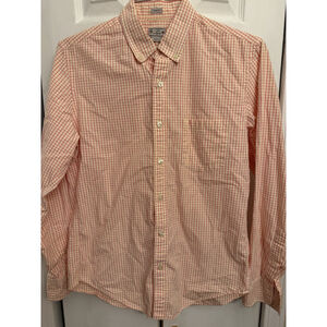 J Crew Men’s Button Up Shirt Size Medium Slim Fit Pink And Yellow